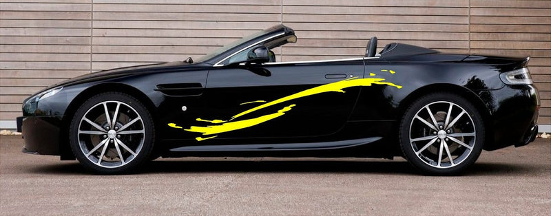 yellow brush stroke vinyl decal on black car